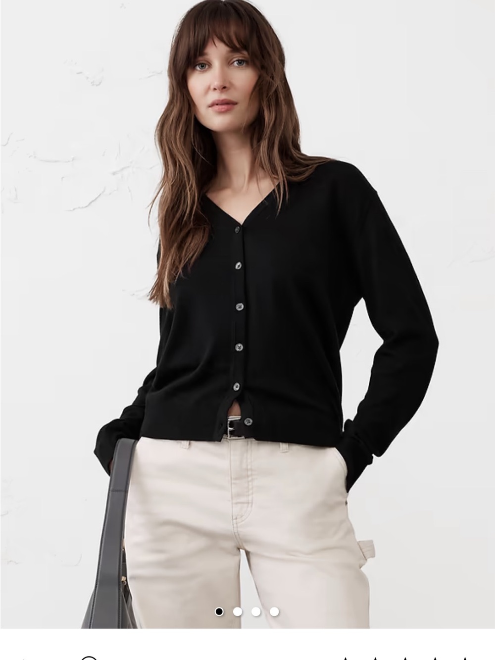 Banana Republic Black V-Neck Button Cardigan